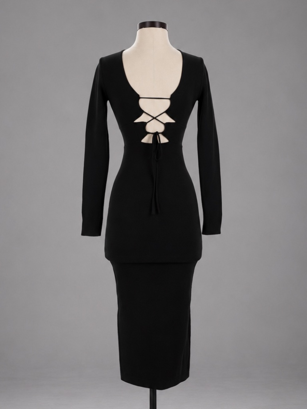 ASTR The Label Black Cutout Long Sleeve Midi Dress – Size XS